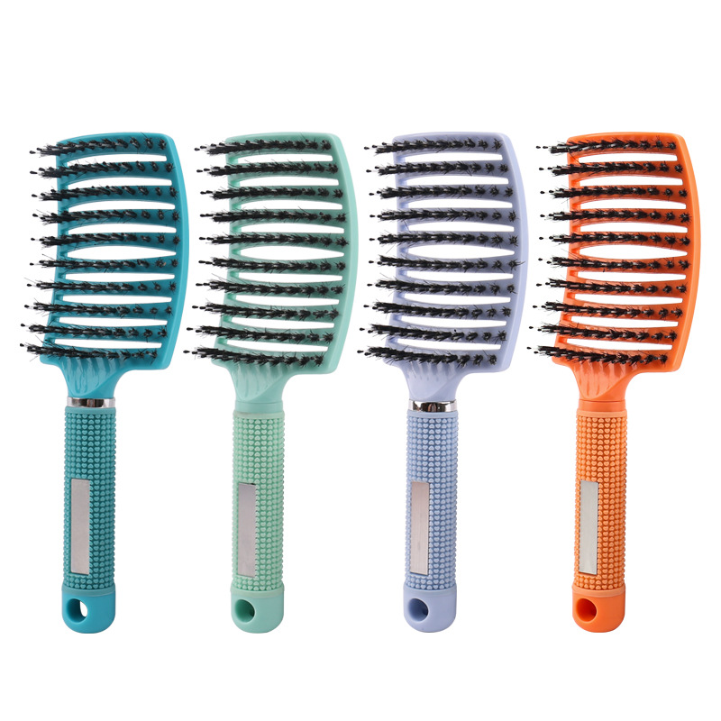 Ventas directas de fábrica cerdas grande curvado peine mullido Pelo Rizado forma peine hogar masaje peine aceite cabeza costilla peine