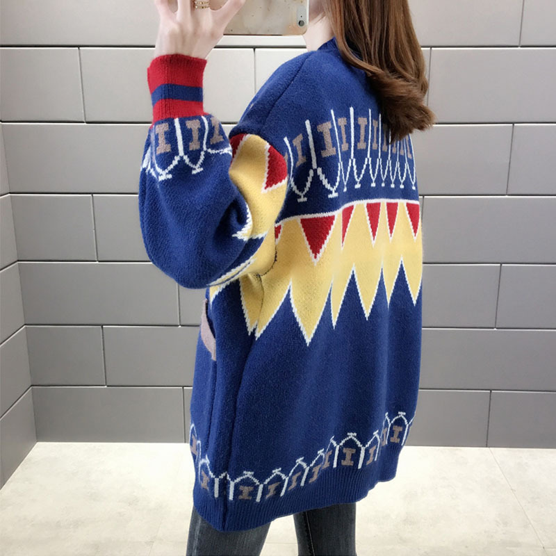 セーターのコートの女性と春秋の新型の色合わせの短いニットのカーディガンはゆったりとしています。|undefined