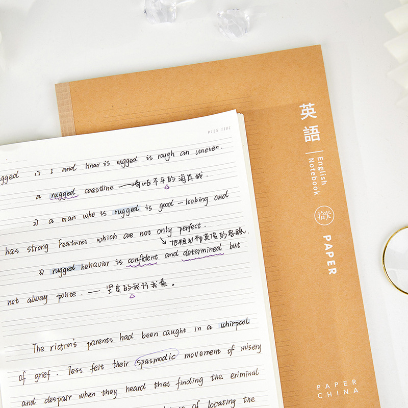 Cuaderno de cuero de vaca inalámbrico encapsulado adhesivo serie de formato de tema para estudiantes de clase para aprender cada tema