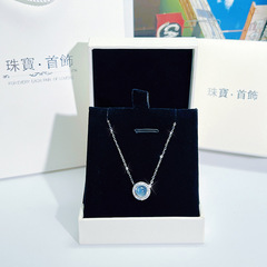 S925 スターリングシルバーアクアマリンネックレスレディースファッショナブルな気質小さな新鮮な夏の売れ筋の新しい鎖骨チェーンクロスボーダーシルバージュエリー