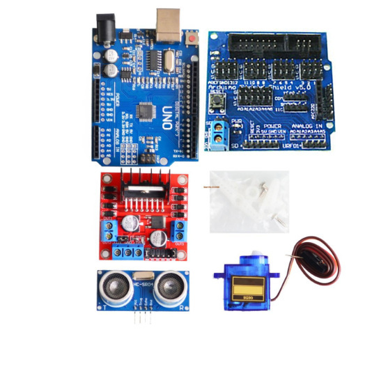 两轮 智能小车六件套 UNO R3+汽车底盘套件+超声波模块 套件