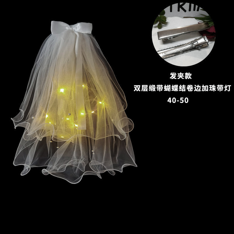 SKU_蝴蝶结卷边加珠+暖灯40-50发夹 10条