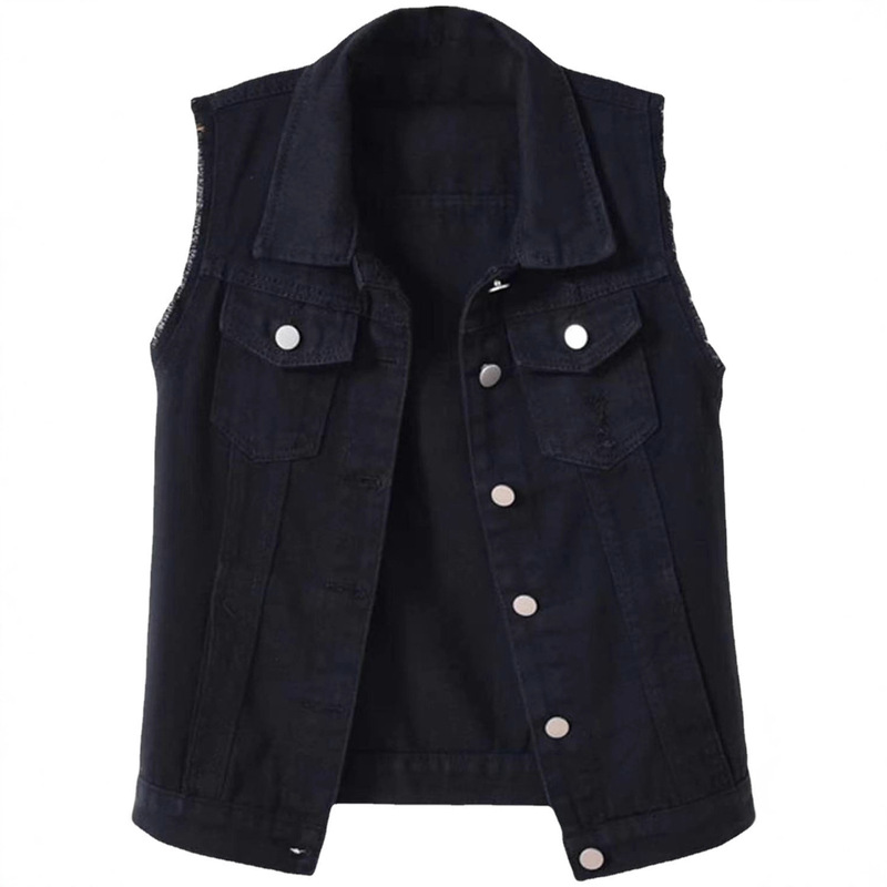 Multi-color Choice Denim Vest Summer Thin Rapped Sleeveless Vest New Stylist Slim-fit Slimming Ripped Top
