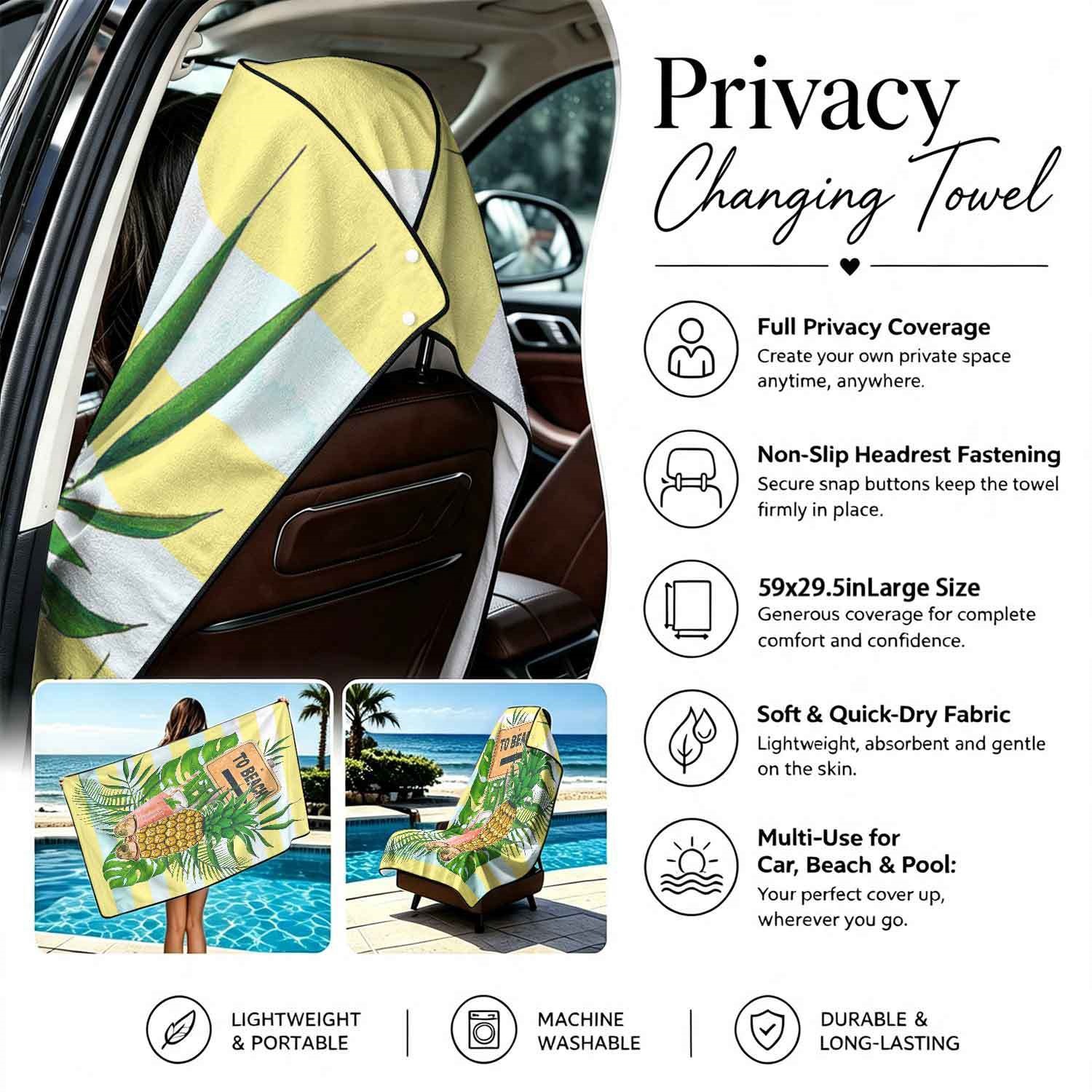 Summer bath towel and car seat cover 2-in-1, ultra-fine fiber outdoor beach and car dual-use universal seat cushion