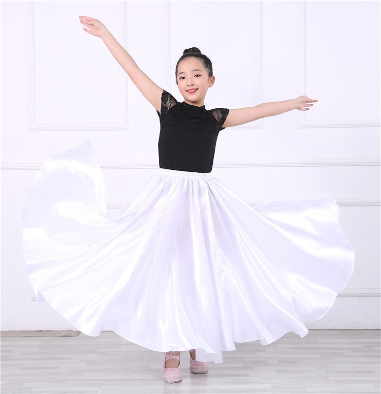 Ropa de rendimiento de media longitud para niños Falda de corrida de toros española Falda de baile grande falda de swing grande para niña abriendo danza ropa de baile para niños