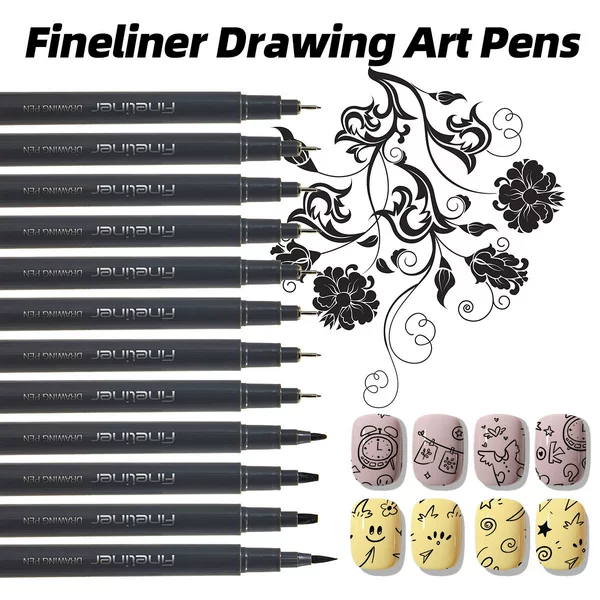 Popular Nail Art Graffiti Needle Pen Tool, Quick-Drying Waterproof Liner for Nail Hand-Painted Designs, Manga Design Marker Pen