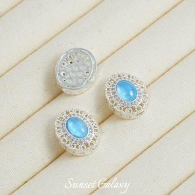 Gold Plated Aquamaro Jewelry: Zərgərlik ara hissələri - silver-large-oval-one-piece
