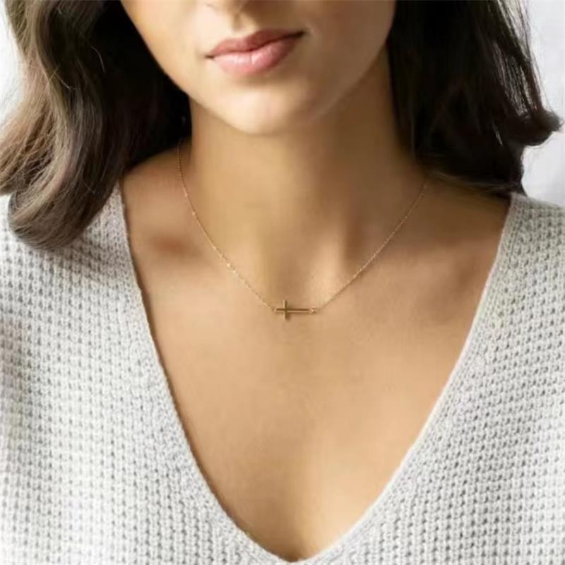 Plating Design 925 Sterling Silver Plating Cross Pendant Necklace