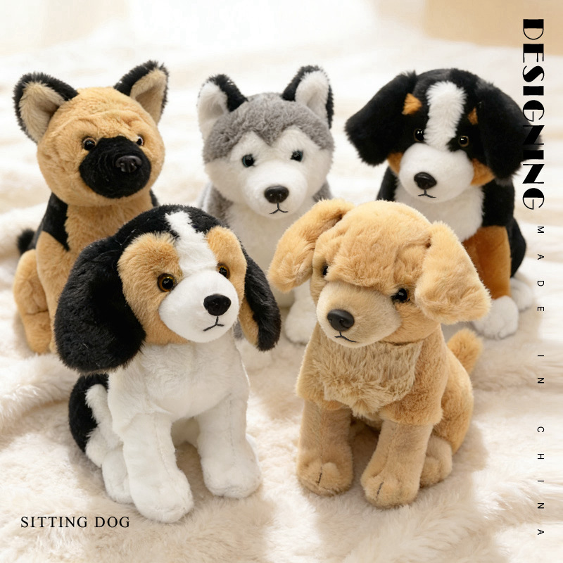 Cross-Border Realistic Simulation Husky, German Shepherd, Plush Toys, Beagle, Bernese Mountain Dog, Small Golden Retriever Dog Gifts Wholesale