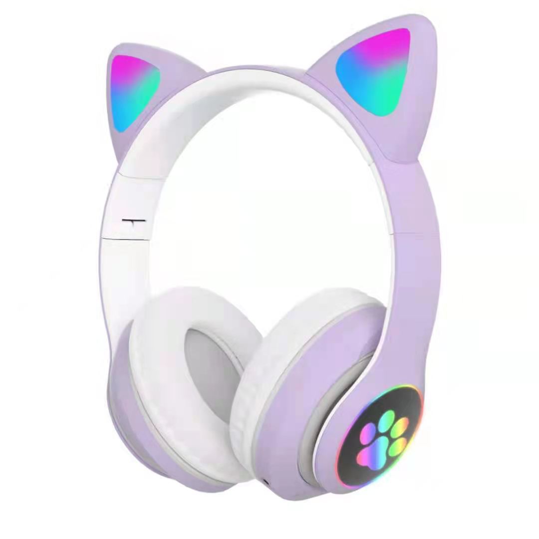 Transfronteriza nueva historieta RGB luminoso lindo orejas de gato garra de gato auricular inalámbrico Bluetooth auriculares juego de auriculares