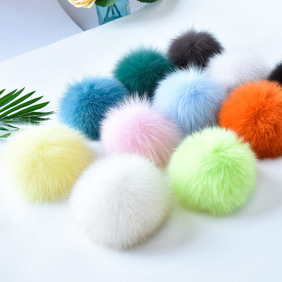in stock wholesale real fox fur ball clothing bags pendant bag key chain accessories large real fur ball