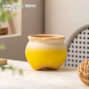 Succulent Flowerpot Ceramic Creative Stylish Cute Balcony Stoneware Breathable Simple Flowerpot Student Dormitory Desktop with Holes