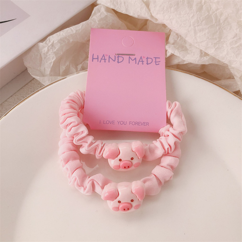 Cute cerdo pequeño cerdo intestino delgado cuerda de cabeza dulce niña dibujos animados cabello anillo cuerda de cabello tira de goma de alta elasticidad duradera