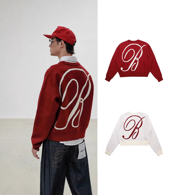 badblood Letter Jacquard Crewneck Loose Sweater Women's 24 Autumn and Winter American Style Retro Loose Couple's Big Label Top badblood Letter Jacquard Crewneck Loose Sweater Women's 24 Autumn and Winter American Style Retro Loose Couple's Big Label Top