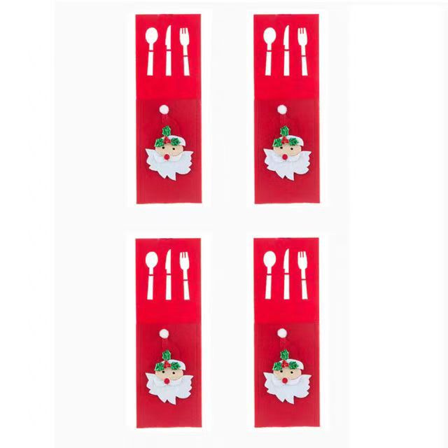 Christmas Cutlery Bag Decorations Table Decoration Simple Multi-Color Tableware Set Santa Claus Snowman Cutlery Set