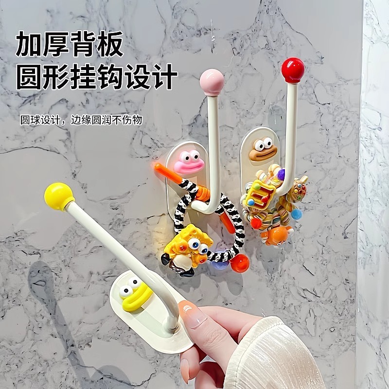多巴胺挂钩发圈收纳架卫生间发饰发夹皮筋头绳挂钩发绳首饰粘钩|undefined