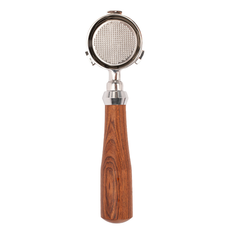 Mango de 51mm adecuado para la máquina de café DeLong de tres orejas mango de madera maciza sin fondo 304 accesorios de extracción de café de acero inoxidable
