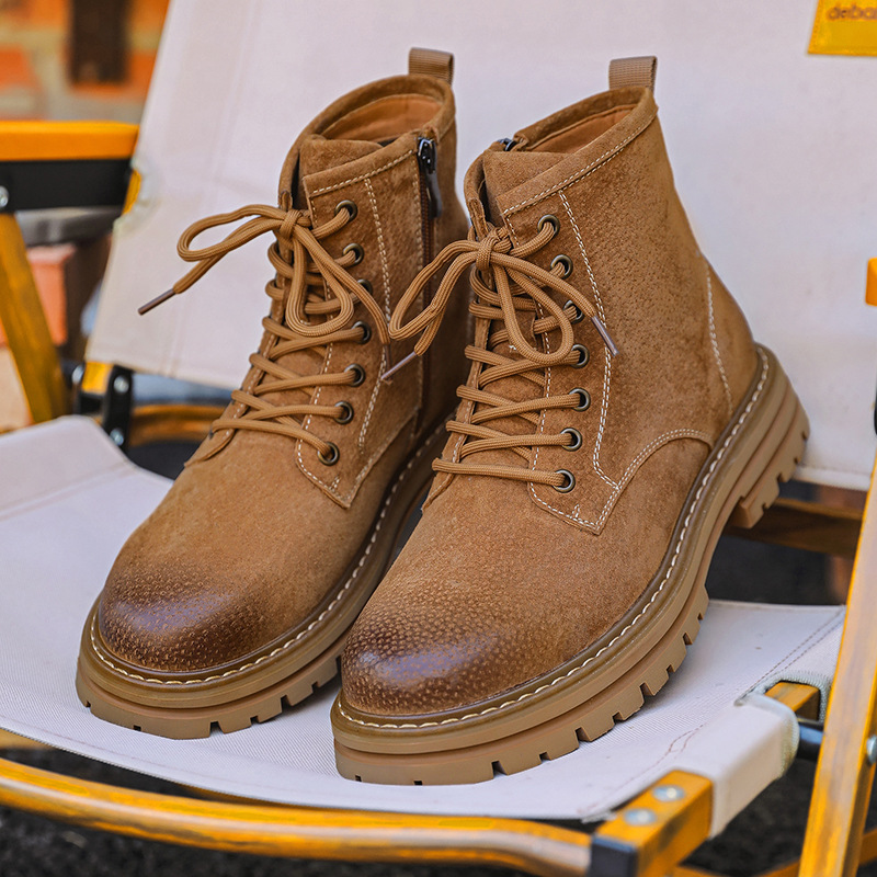 Martin 2024 Herbst/Winter neuer kurzer Trend vielseitige gelbe Arbeitsstiefel im englischen Stil Herrenschuhe_voghion.com