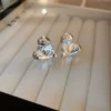 True gold electroplated silver -plated silver color fold love earrings
