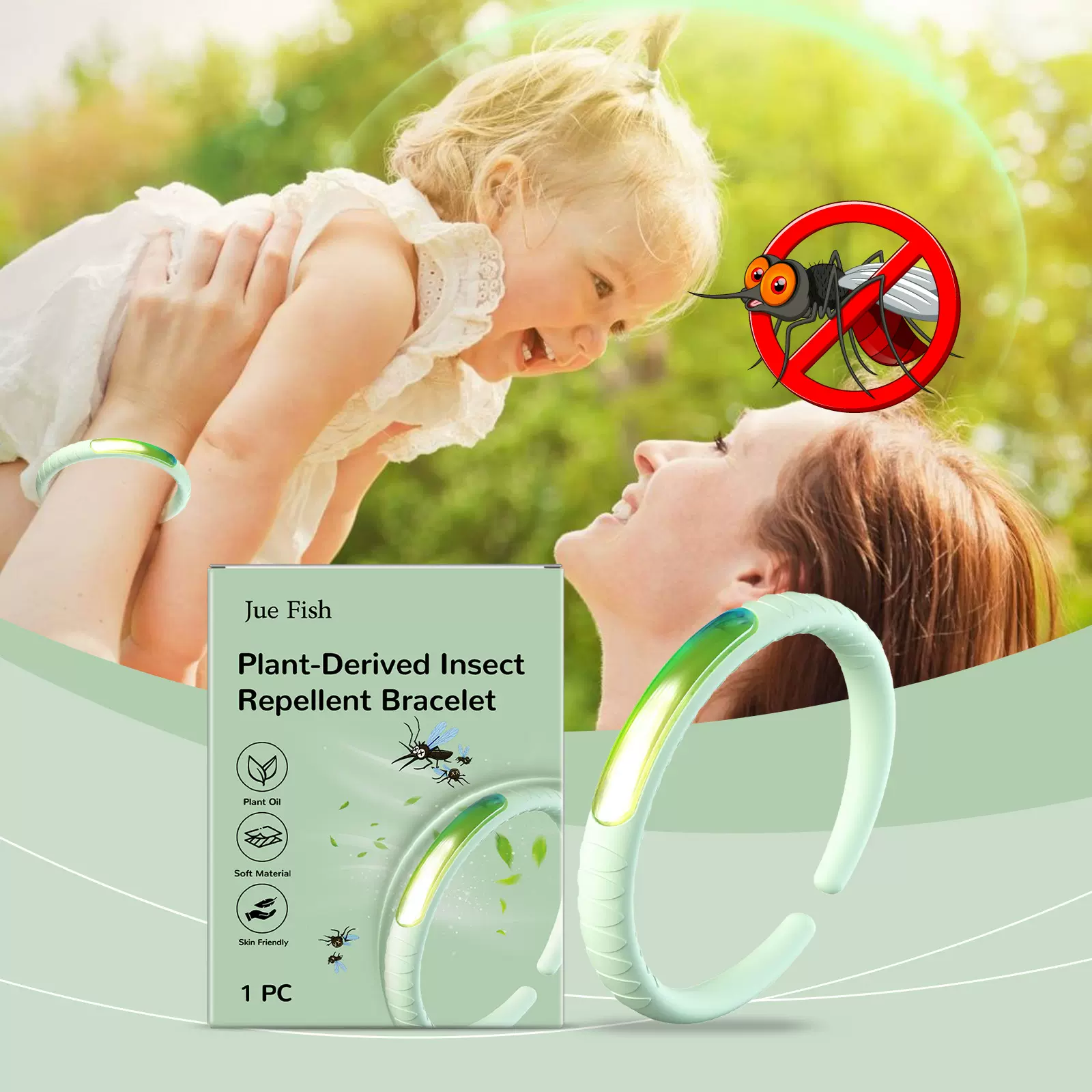JUE FISH 清新手环 日常温和户外便携清新儿童温和防护手环