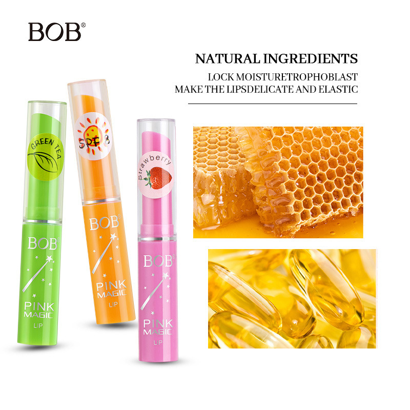 跨境bob变色唇膏不沾杯不掉色持久滋润保湿淡化唇纹润唇膏口红女|undefined