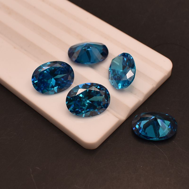 Deep Aquamarine Loose Stone, Special-Shaped Diamond, Deep Sea Orchid Egg-Shaped Zircon Loose Stone, Swiss Blue Oval Ring Surface with Stone