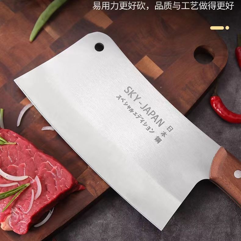 赤木の取っ手の日本式ステンレスの骨切り刀の家庭用の厚い重さは骨切り刀の切り刀の料理人の刀のメーカーを強めます。|undefined
