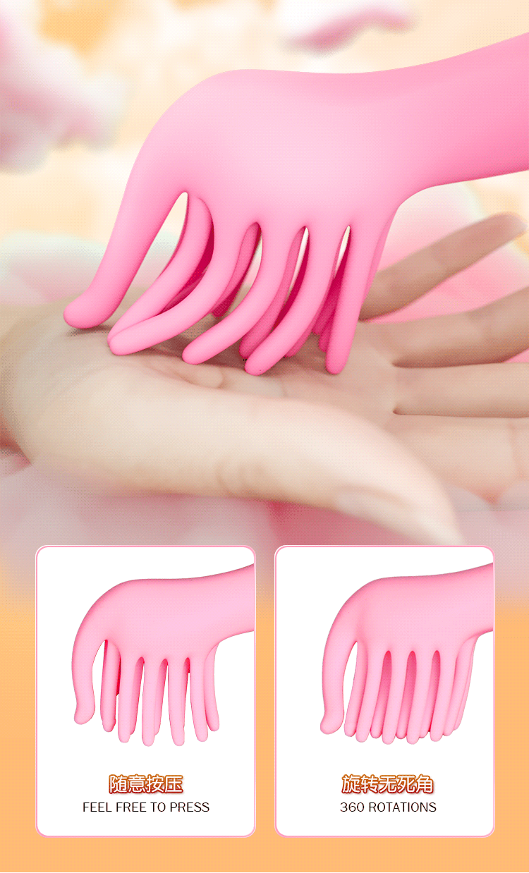 Touch-Vibrating Wand Massager, Silicone Body, Button Control, Pink — detail image 18