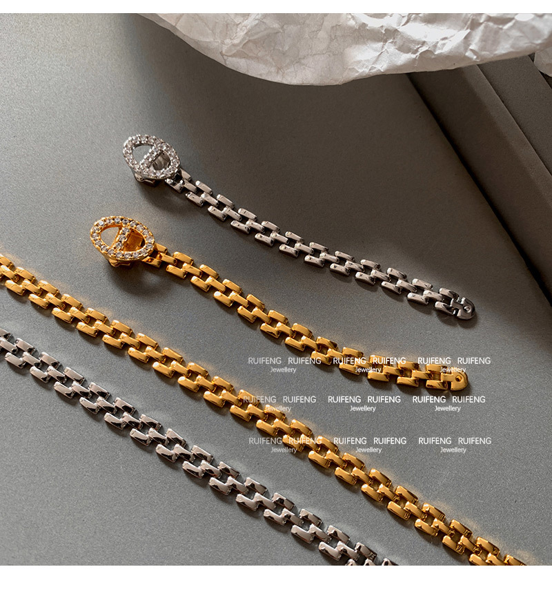 Copper Chain Material Retro French Style Simple Style Geometric Brass  Bracelets In Bulk