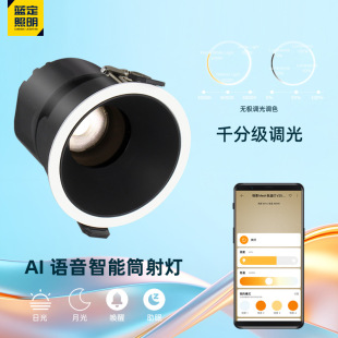 Tuya Intelligent Ai Voice Deep Anti-Glare Tube Spotlight App Infinitely Dimmable Color Full Spectrum Wall Washing Ceiling Light