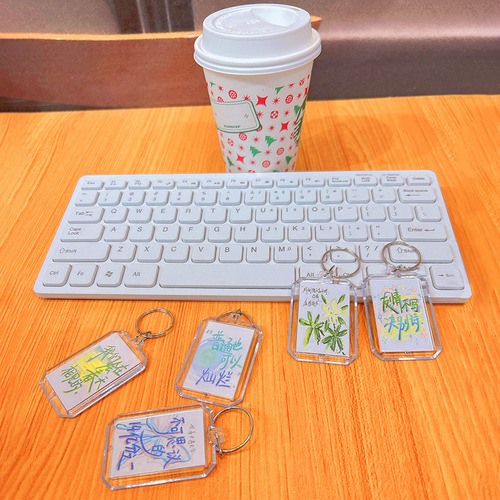 Youth literature inspirational transparent acrylic text keychain and fob with double-sided graduation blessings, small item wholesale