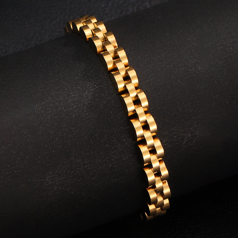 39g Weight 0.03µm-0.05µm Gold Plating Thickness PVD Coated Gold Plating Process 18K Real Gold Plated Plating Material Bracelets Classification 304 Stainless Steel Chain Material 1 Piece Quantity Business, Daily Occasion Titanium Steel Material Geometric Pattern Men's Gender Retro, Classic Style Style Plating Craft Retro Classic Style Geometric Titanium Steel Plating Men's Bracelets Men's Chain Bracelets 16