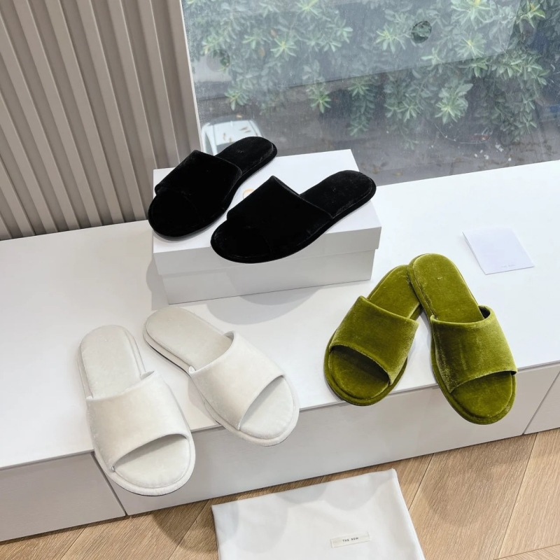 Minimalistische Flache Damen-slipper Aus Leder Und Samt_voghion.com