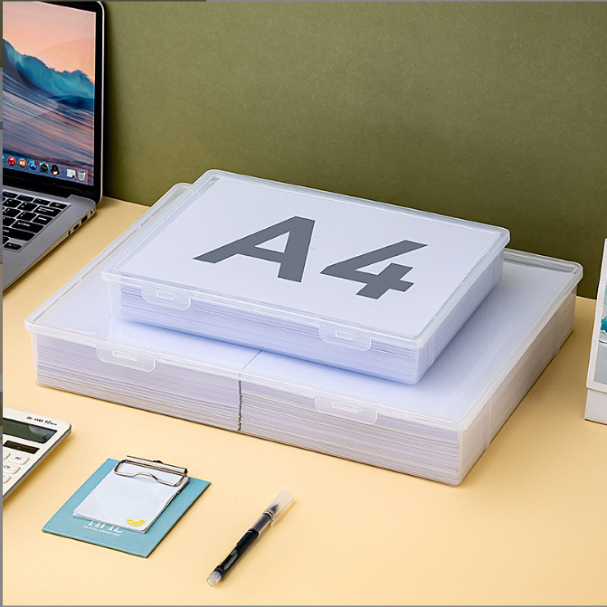 Workbook Transparent Storage Box Desktop File Finishing Storage Box Office Printing Paper Dust-proof Storage Box
