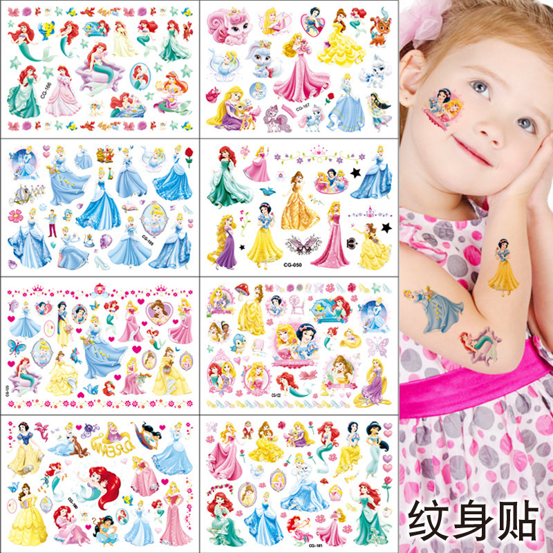 Children's Tattoo Stickers Birthday Party Tattoo Stickers Transfer Stickers Foreign Trade Snow White Sleeping Beauty Mermaid