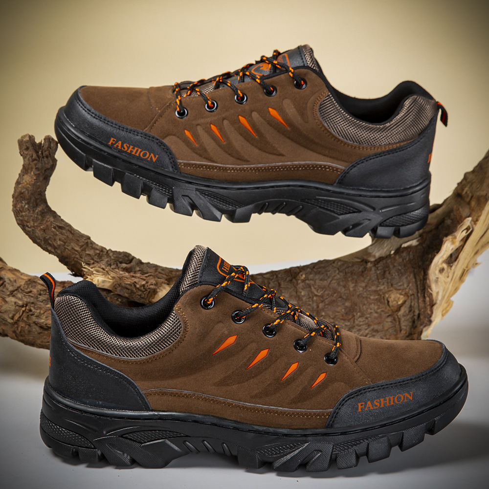 Zapatos de montañismo transfronterizos para hombres nuevos zapatos de seguro laboral de tacón plano de punta redonda al aire libre tendencia casual zapatos de senderismo fríos cálidos y cómodos