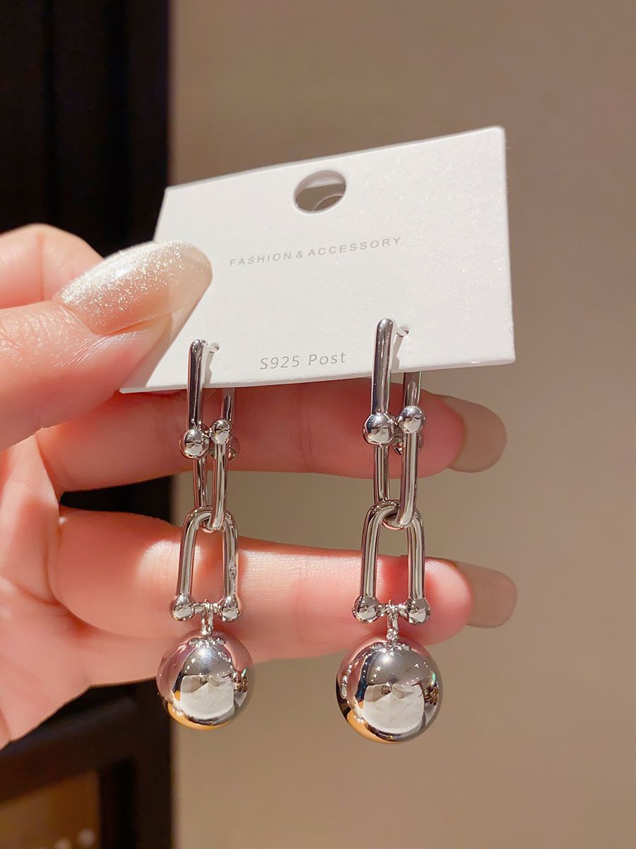 말굽 체인 볼 펜던트 실버