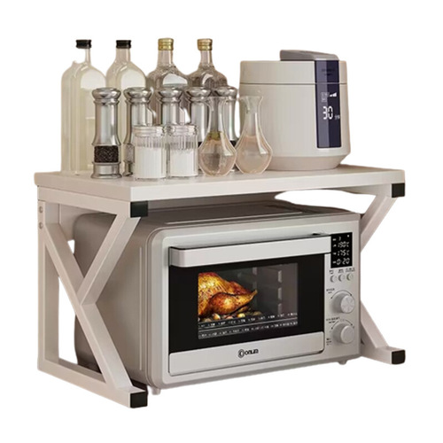 Kitchen microwave shelf, multi-functional household countertop storage rack, double-layer oven support, layered organization shelf