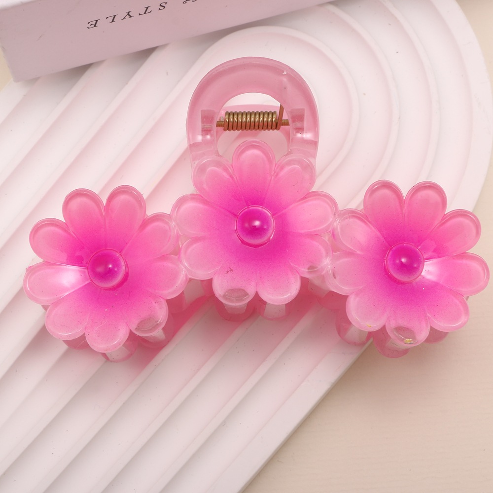 Nuevo color frangipani acrílico pinza para el cabello flor pinza de agarre de alta calidad elegante accesorio para el cabello de mujer pinza de tiburón de agarre lateral