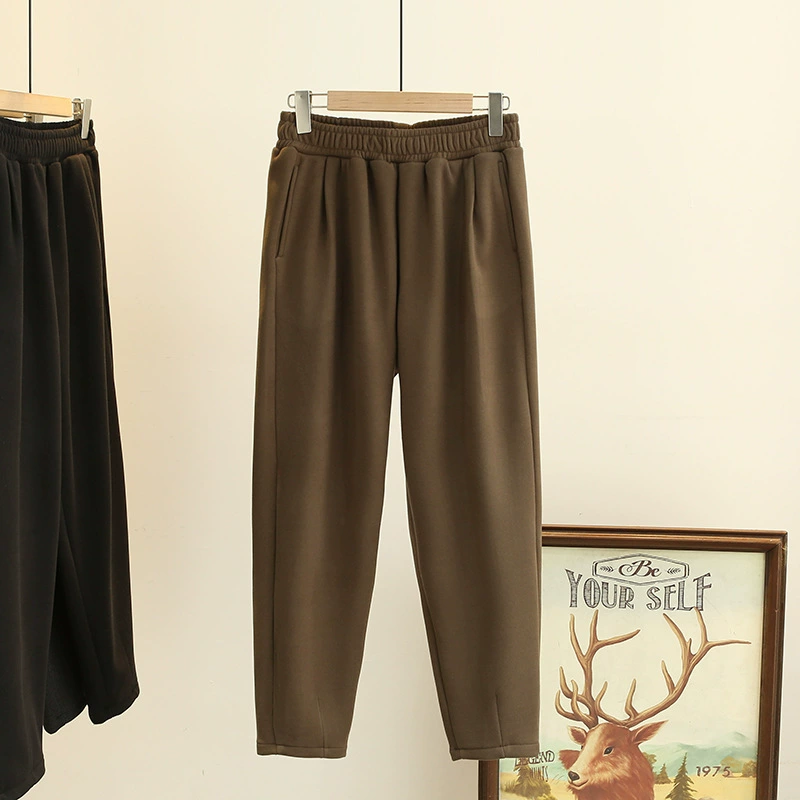 Большой размер женской одежды осень-зима новый 200 кг толстый MM простой повседневный тонкий и плюшевый звездный шерстяной редька брюки 7644