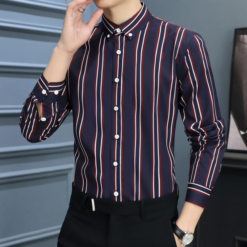 CS131 긴 소매 녹색과 빨간색 줄무늬