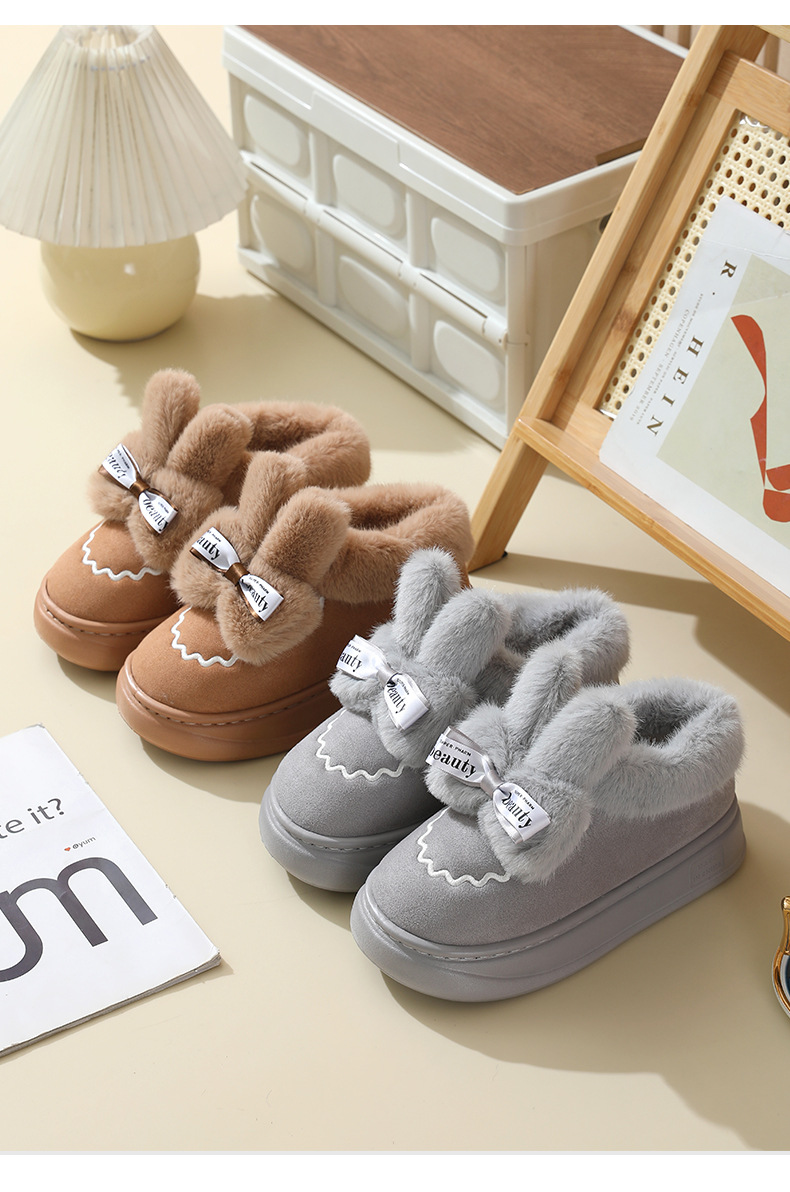 2023 Autumn and Winter New Snow Boots with Plush Insulation on The Outside, Thick Soles, Plush Plush Snow Shoes, Couple Cotton Shoes_voghion.com