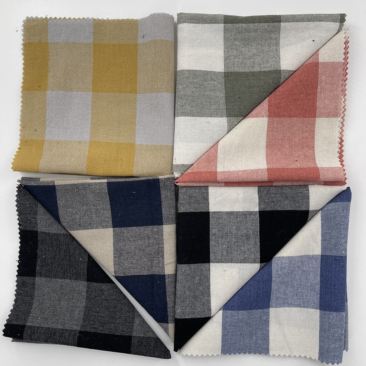 新款全棉色织格子布 春款仿麻风女装连衣裙衬衫裤子被套面料 现货