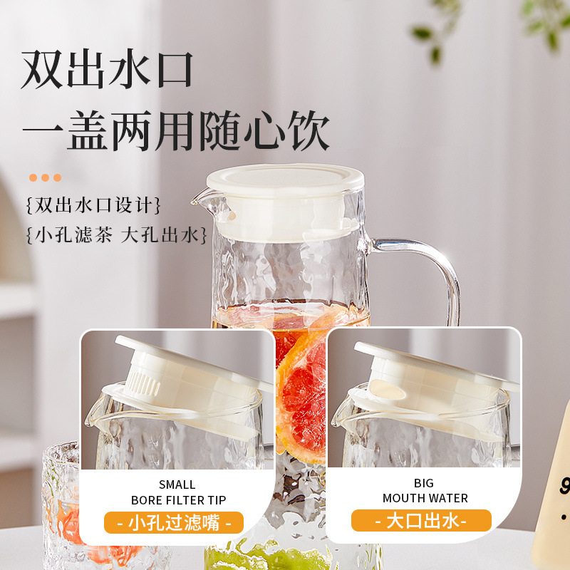 Juego de jarra y vasos de vidrio resistente al calor estilo INS, apto para agua fría y té, set doméstico de alta temperatura