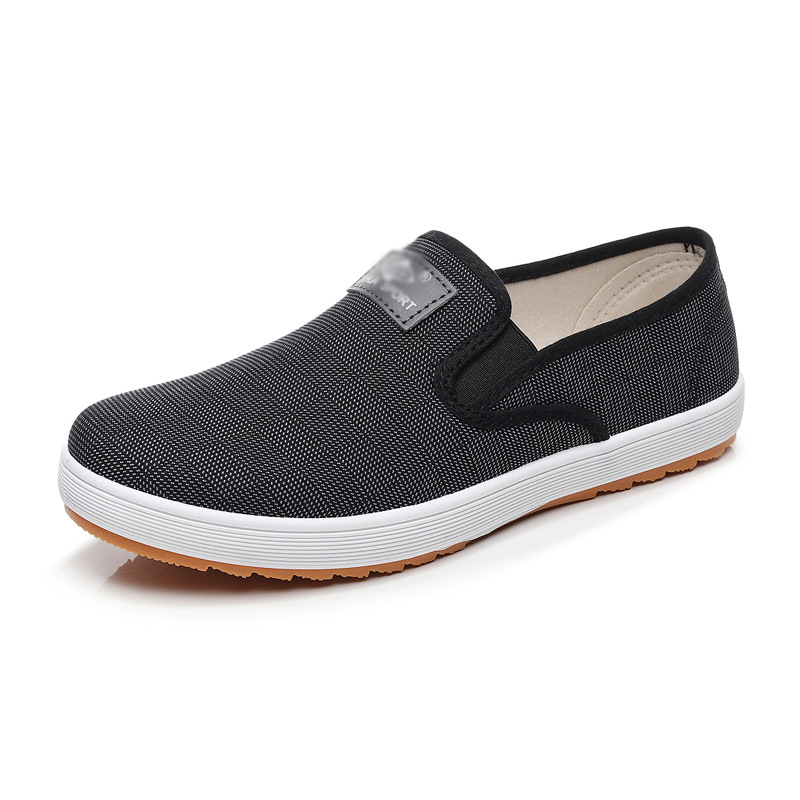 Enterprise procurement day delivery work shoes slip-on spring and autumn breathable canvas shoes flat wear-resistant lazy shoes in stock