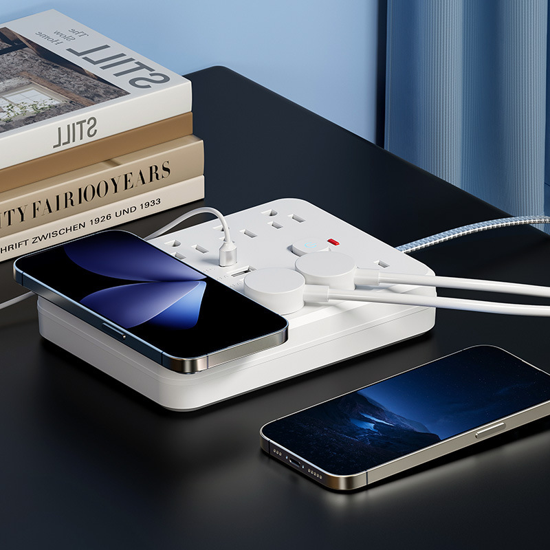 Fábrica de nuevo estándar con función de carga inalámbrica enchufe de corriente móvil PD placa de cable de extensión de carga rápida mayorista