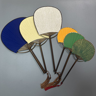 Mini Small Fan Blank Hand-painted Diy Xuan Paper Fan Green Fan Antique Style Zizhu Long Handle Palace Fan Square Pu Fan