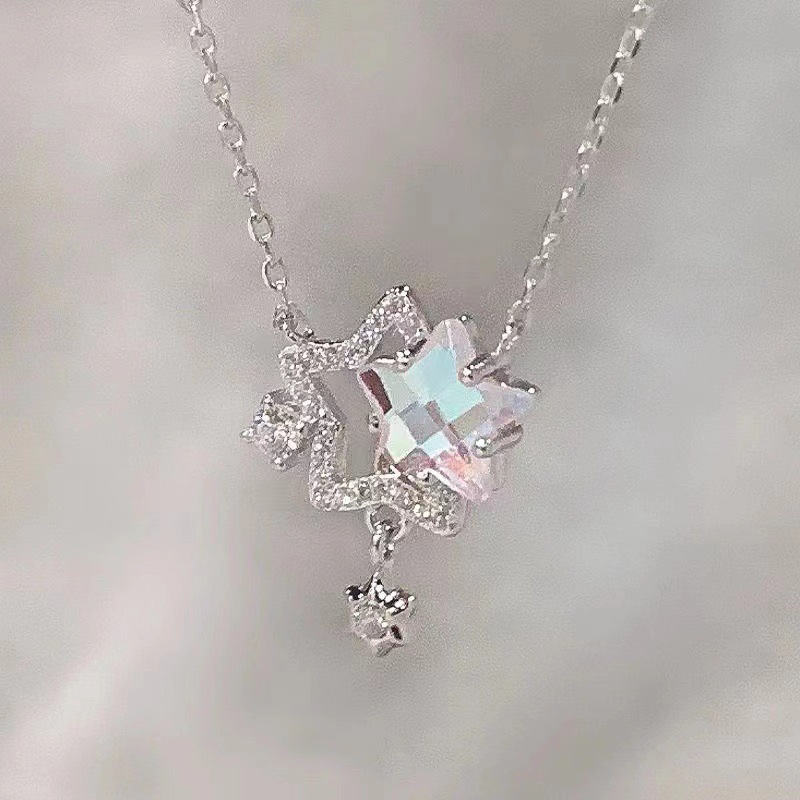 Shining Gemini Magic Star collar 2023 nueva luz nicho de lujo de alta calidad de la cadena de clavícula de las mujeres del verano