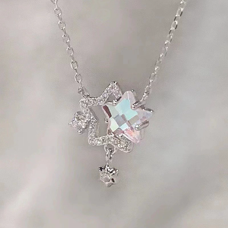 Сияющие Близнецы Волшебная звезда ожерелье 2023 Новая легкая Роскошная ниша Высококачественная цепочка для ключиц Лето Женское