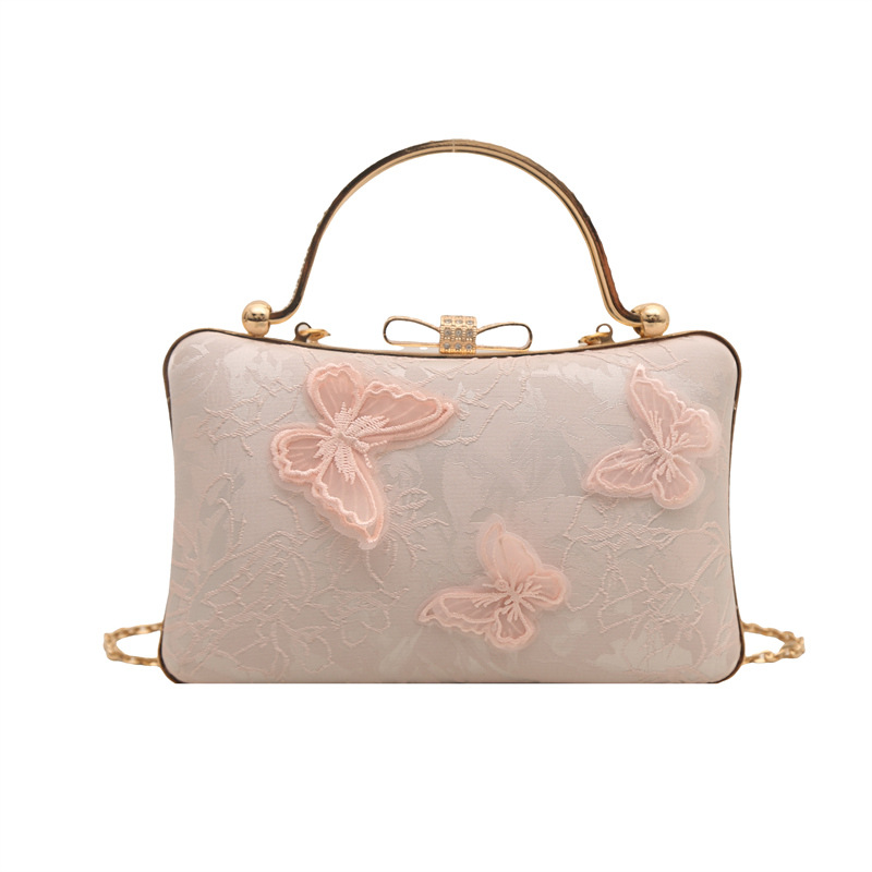 Estilo nacional transfronterizo diseño de nicho mariposa amor flor cena bolso femenino 2025 nuevo temperamento cadena bolso de mensajero